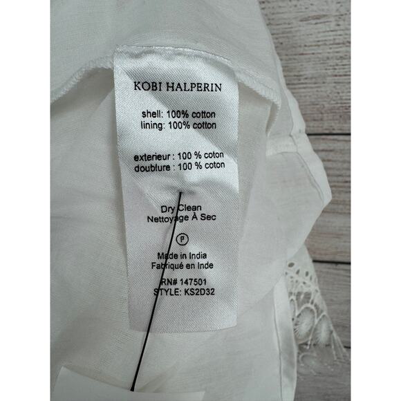 Kobi Halperin Eyelet Crochet Embroidered Midi Dress Womens Small White Tie Back - Picture 10 of 14